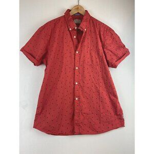 Jack & Jones Men Short Sleeve Orange Button Down Shirt Mini Palms Print …